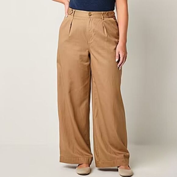 A New Approach A.N.A High Rise Wide Leg Khaki Trouser Pant NWT Size 4 8 18 - Picture 3 of 4